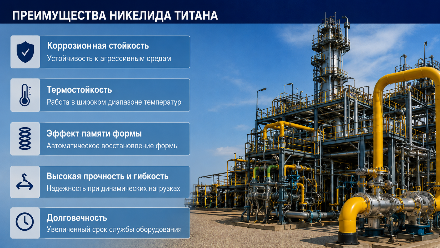 Преимущества никелида титана для газовой инфраструктуры